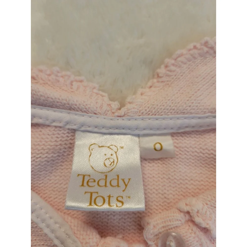 Bundle 2 Vintage Teddy Tots Baby Girl Pink Knit Sets Size 0